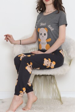 Desenli Pijama Takımı Füme - 15279.1773. - 2