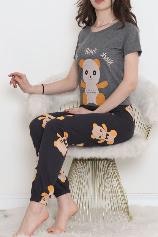 Desenli Pijama Takımı Füme - 15279.1773. - 2