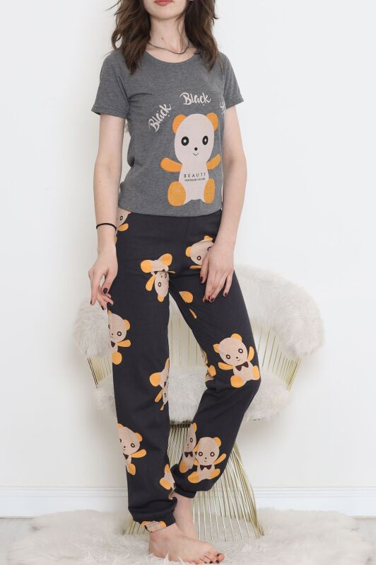 Desenli Pijama Takımı Füme - 15279.1773. - 4