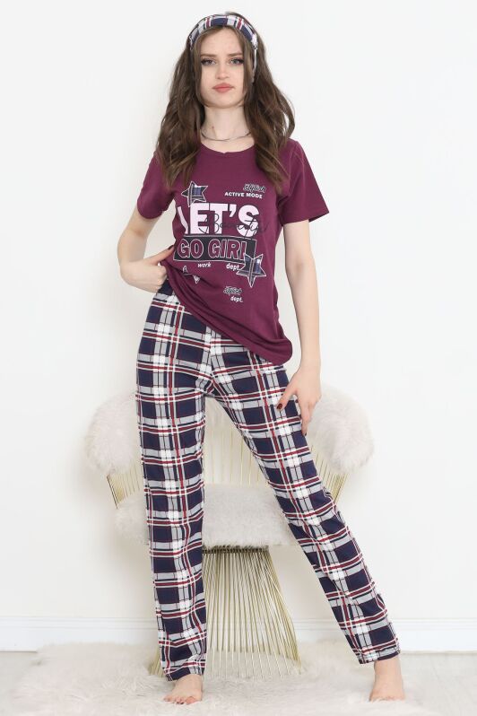 Desenli Pijama Takımı Mor - 15279.1773. - 1