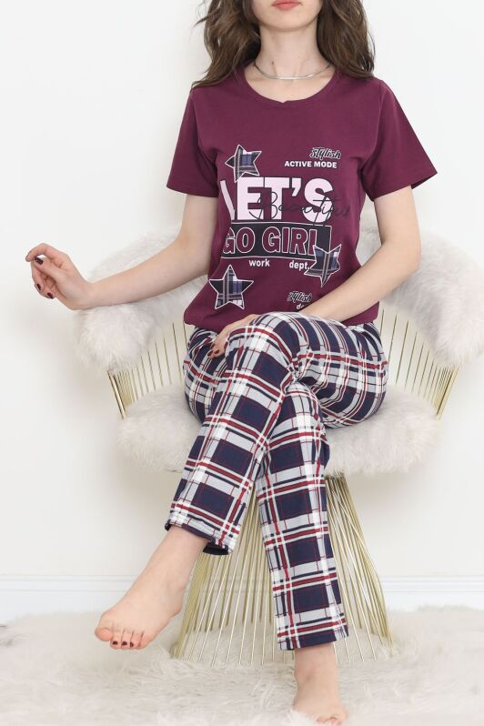 Desenli Pijama Takımı Mor - 15279.1773. - 2
