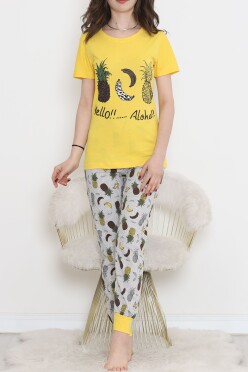 Desenli Pijama Takımı Sarı - 15279.1773. - 1