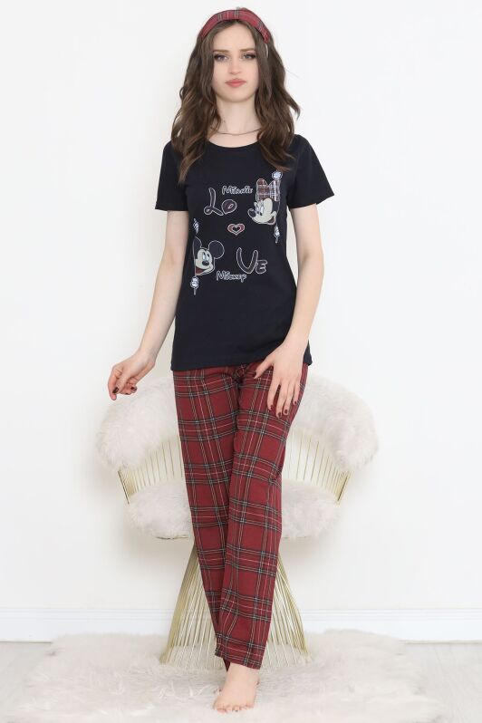Desenli Pijama Takımı Siyah1 - 15279.1773. - 1