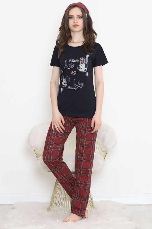 Desenli Pijama Takımı Siyah1 - 15279.1773. - 3