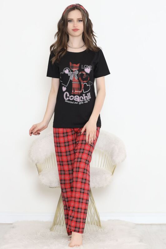 Desenli Pijama Takımı Siyah2 - 15279.1773. - 1
