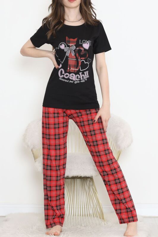 Desenli Pijama Takımı Siyah2 - 15279.1773. - 2