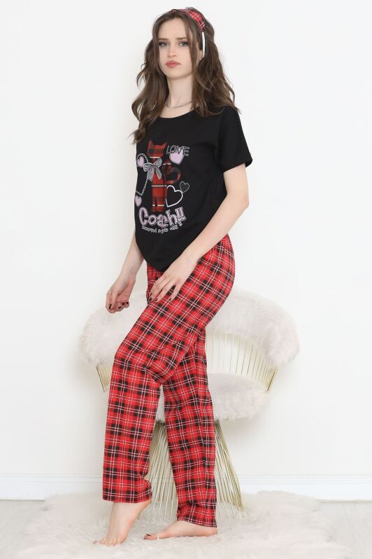 Desenli Pijama Takımı Siyah2 - 15279.1773. - 3