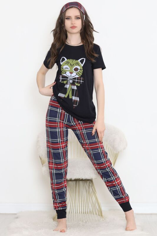 Desenli Pijama Takımı Siyahhardal - 15279.1773. - 1