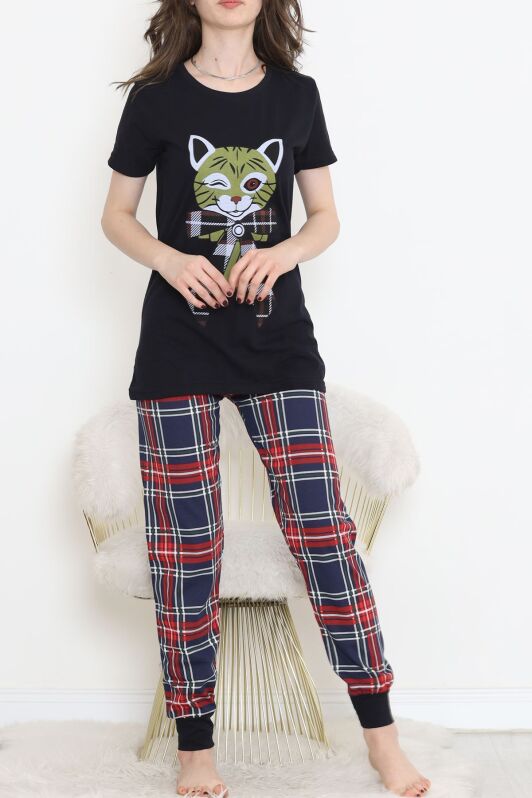 Desenli Pijama Takımı Siyahhardal - 15279.1773. - 2