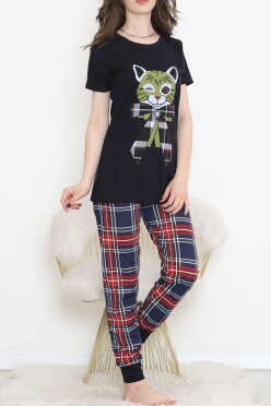 Desenli Pijama Takımı Siyahhardal - 15279.1773. - 3