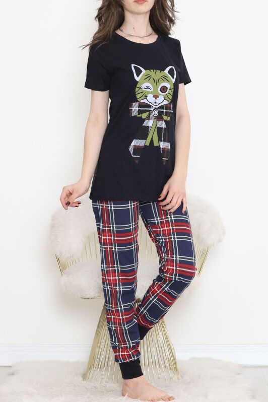 Desenli Pijama Takımı Siyahhardal - 15279.1773. - 3