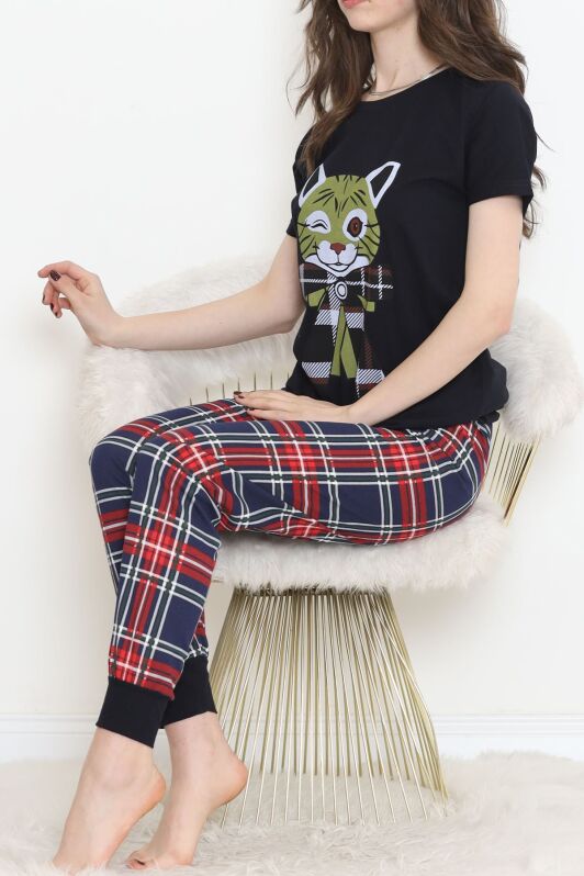 Desenli Pijama Takımı Siyahhardal - 15279.1773. - 4