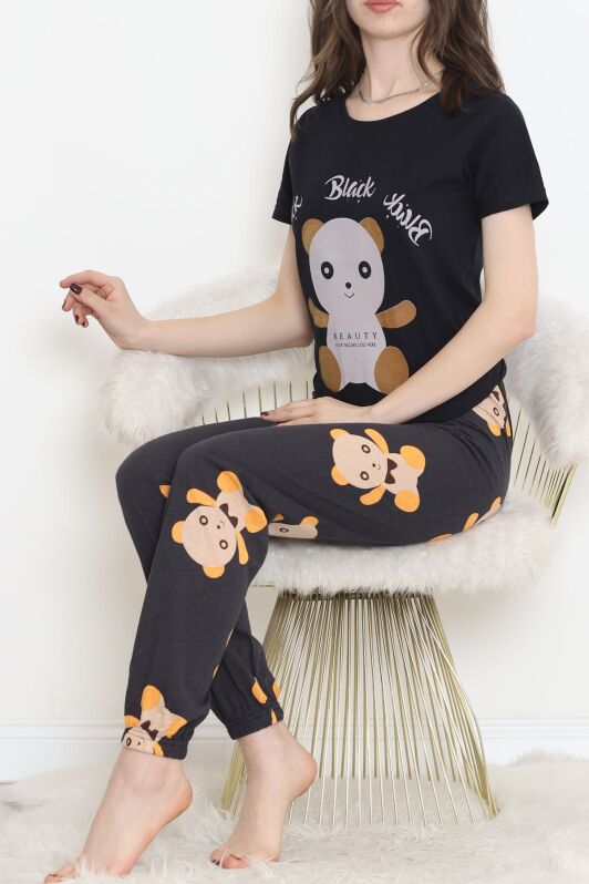 Desenli Pijama Takımı Siyahkahve - 15279.1773. - 4