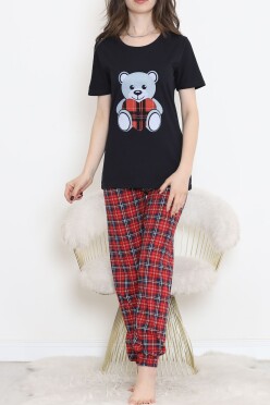 Desenli Pijama Takımı Siyahkırmızı - 15279.1773. - 1