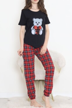 Desenli Pijama Takımı Siyahkırmızı - 15279.1773. - 3