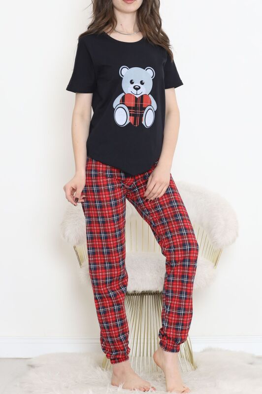 Desenli Pijama Takımı Siyahkırmızı - 15279.1773. - 3