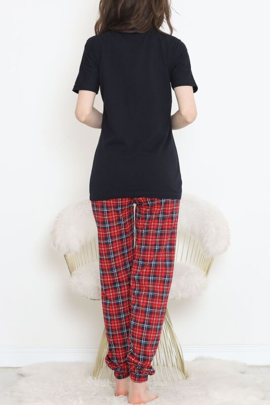 Desenli Pijama Takımı Siyahkırmızı - 15279.1773. - 4