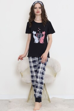 Desenli Pijama Takımı Siyahpembe - 15279.1773. - 1