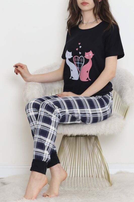 Desenli Pijama Takımı Siyahpembe - 15279.1773. - 2