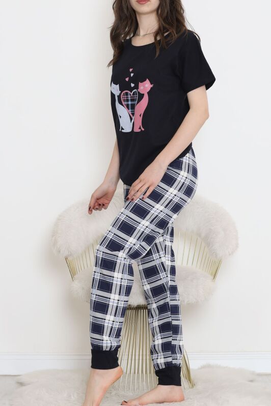 Desenli Pijama Takımı Siyahpembe - 15279.1773. - 3