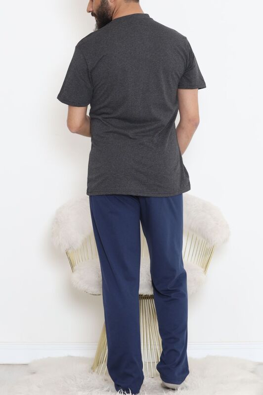 Düğmeli Erkek Pijama Takımı Fümelaci - 17370.1048. - 3