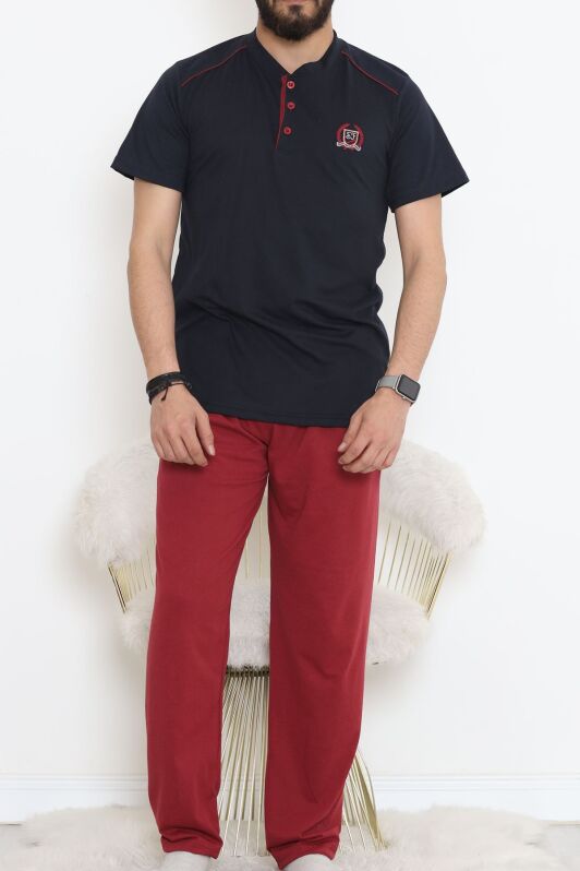 Düğmeli Erkek Pijama Takımı Lacibordo - 17370.1048. - 1