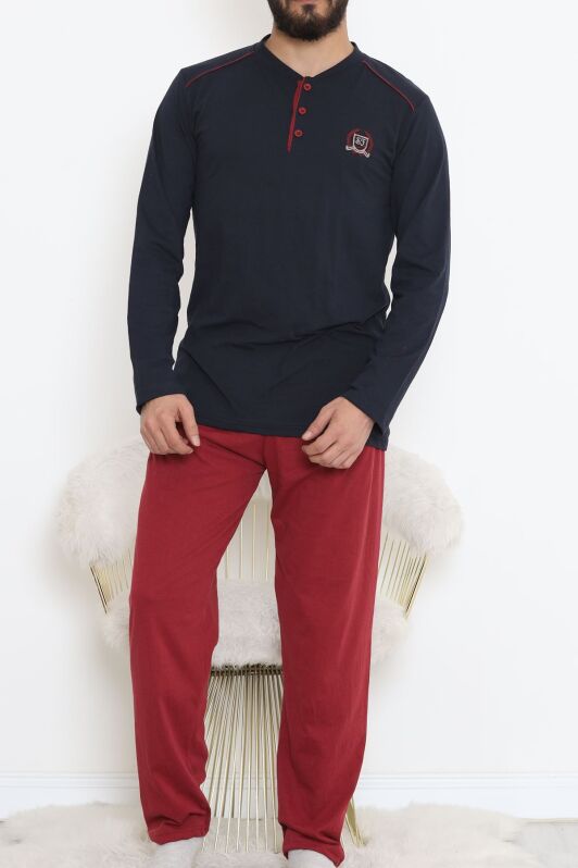 Düğmeli Erkek Pijama Takımı Lacibordo - 17371.1048. - 1