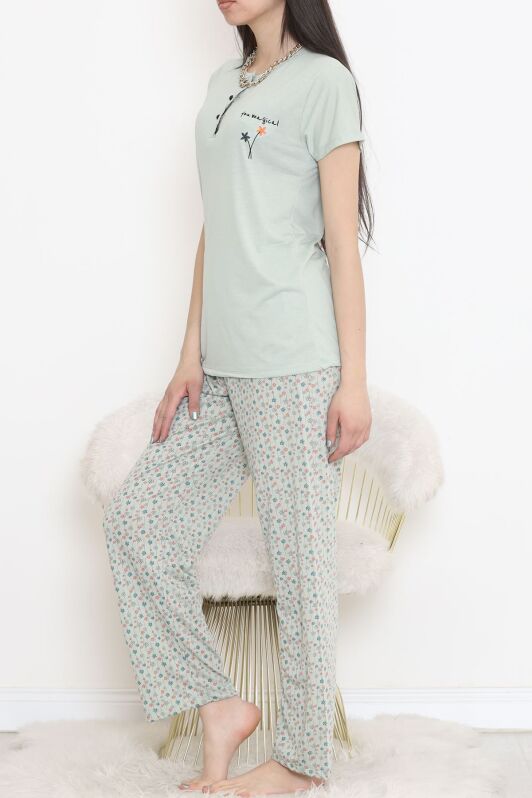 Düğmeli Pijama Takımı Açıkmint - 704.1287. - 2