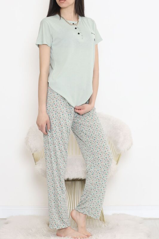 Düğmeli Pijama Takımı Açıkmint - 704.1287. - 3