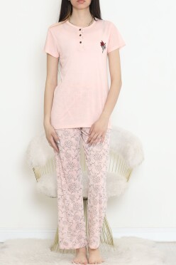 Düğmeli Pijama Takımı Açıksomon - 704.1287. - 2