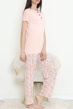 Düğmeli Pijama Takımı Açıksomon - 704.1287. - 3