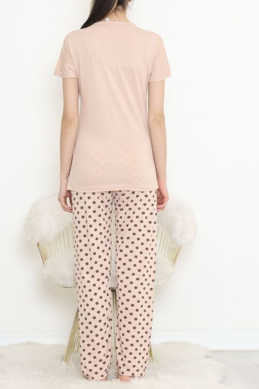 Düğmeli Pijama Takımı Bej - 704.1287. - 3