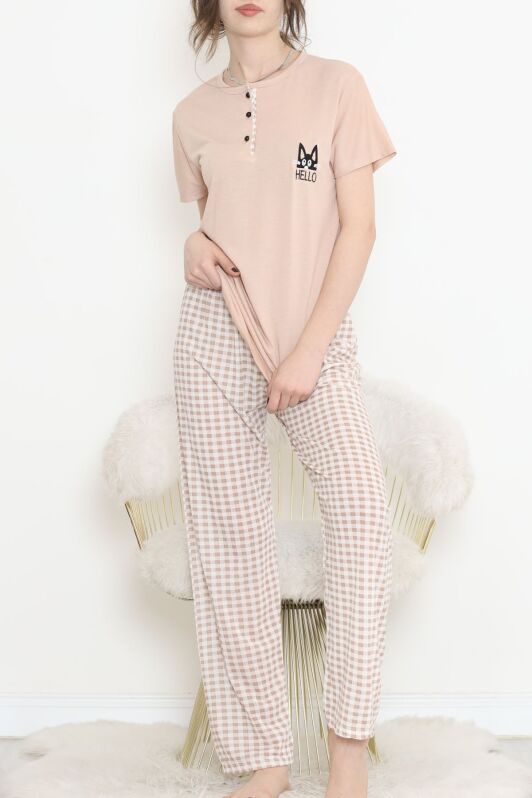 Düğmeli Pijama Takımı Ekrubej - 704.1287. - 2