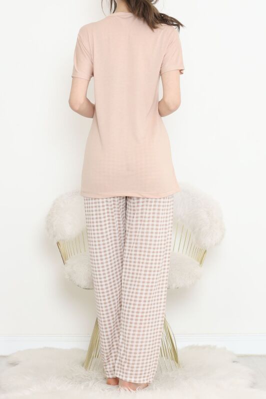 Düğmeli Pijama Takımı Ekrubej - 704.1287. - 3