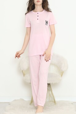 Düğmeli Pijama Takımı Ekrupembe - 704.1287. - 1