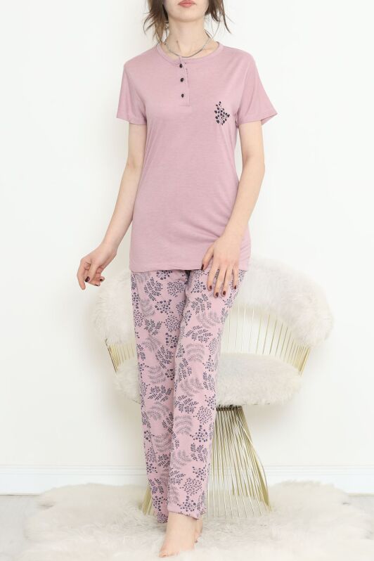 Düğmeli Pijama Takımı Lacigül - 704.1287. - 1