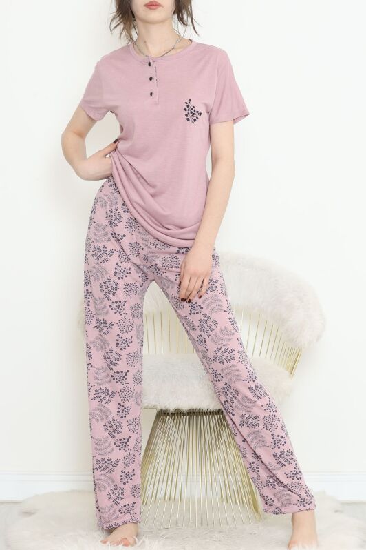 Düğmeli Pijama Takımı Lacigül - 704.1287. - 2