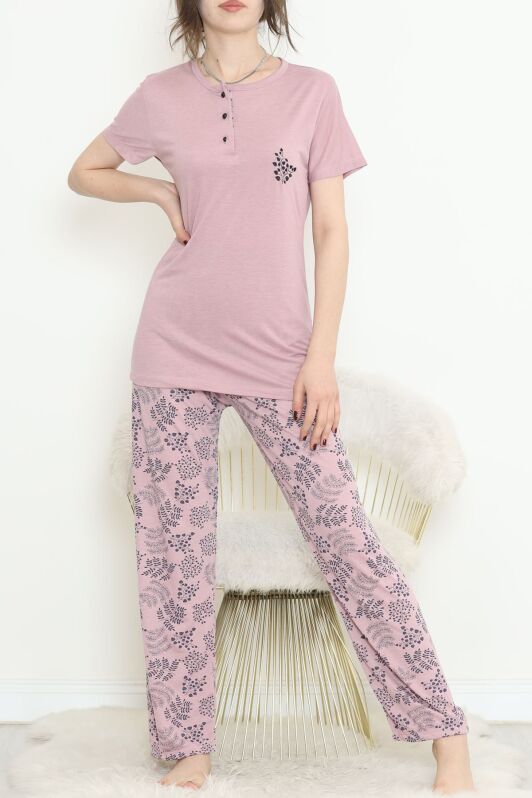 Düğmeli Pijama Takımı Lacigül - 704.1287. - 3