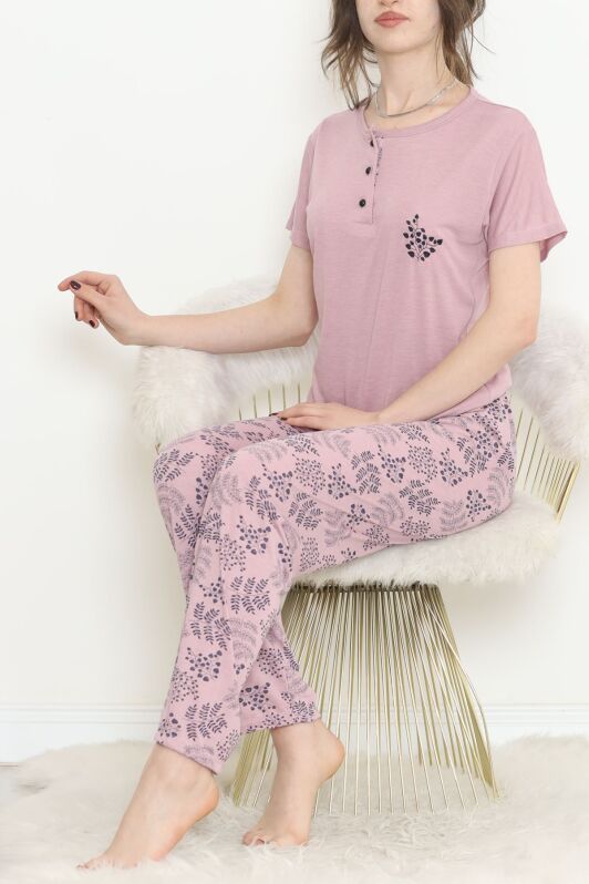 Düğmeli Pijama Takımı Lacigül - 704.1287. - 4