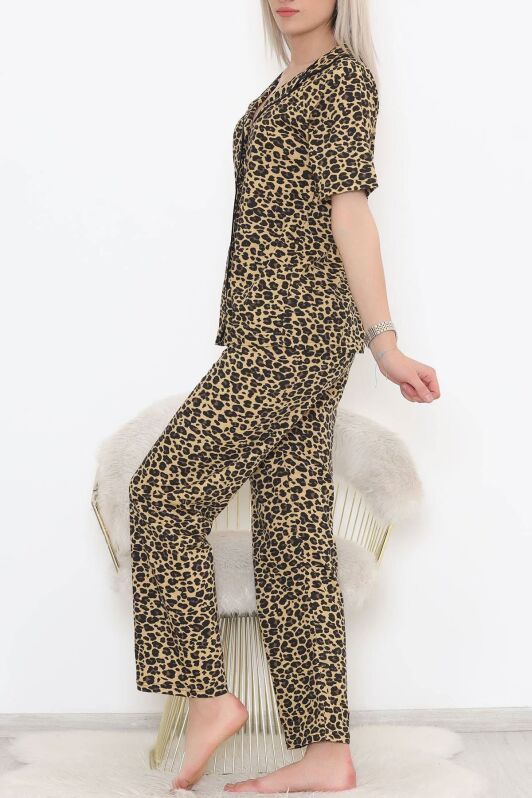 Düğmeli Pijama Takımı Leopar - 11449.102. - 2