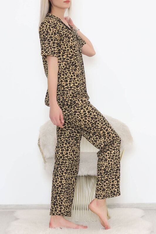 Düğmeli Pijama Takımı Leopar - 11449.102. - 3