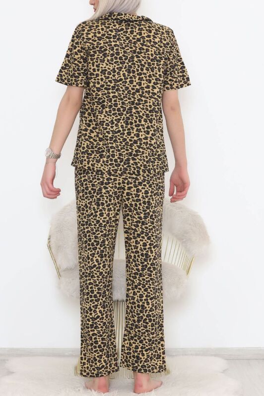 Düğmeli Pijama Takımı Leopar - 11449.102. - 4