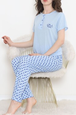 Düğmeli Pijama Takımı Mavisaks - 704.1287. - 2