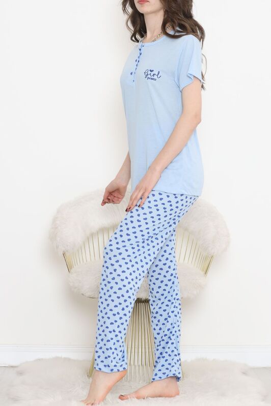 Düğmeli Pijama Takımı Mavisaks - 704.1287. - 4