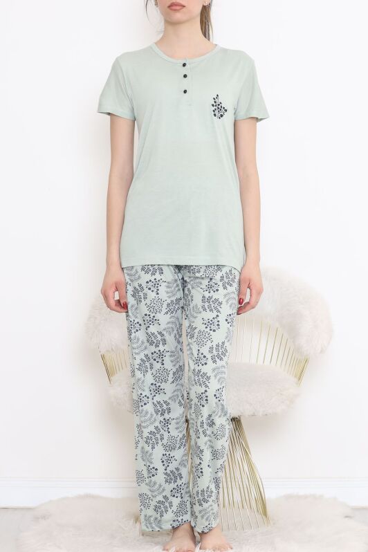 Düğmeli Pijama Takımı Mint - 704.1287. - 1