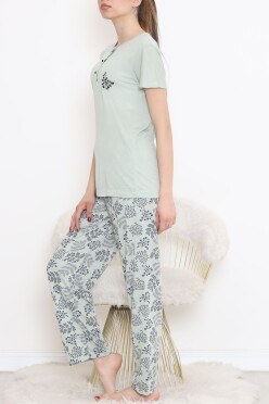 Düğmeli Pijama Takımı Mint - 704.1287. - 2