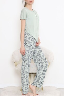 Düğmeli Pijama Takımı Mint - 704.1287. - 4