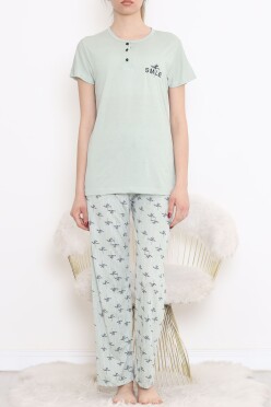 Düğmeli Pijama Takımı Mintlaci - 704.1287. - 1