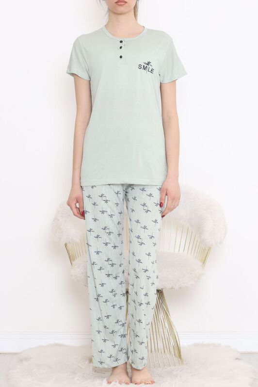 Düğmeli Pijama Takımı Mintlaci - 704.1287. - 1