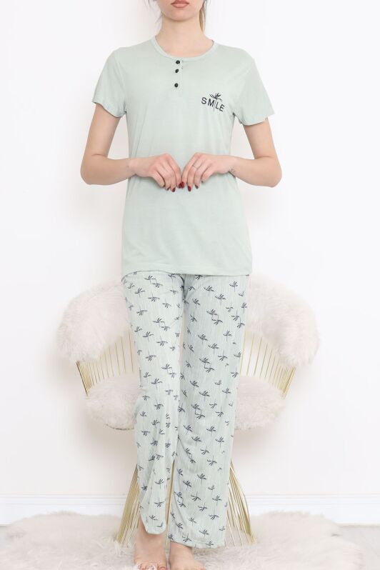 Düğmeli Pijama Takımı Mintlaci - 704.1287. - 2